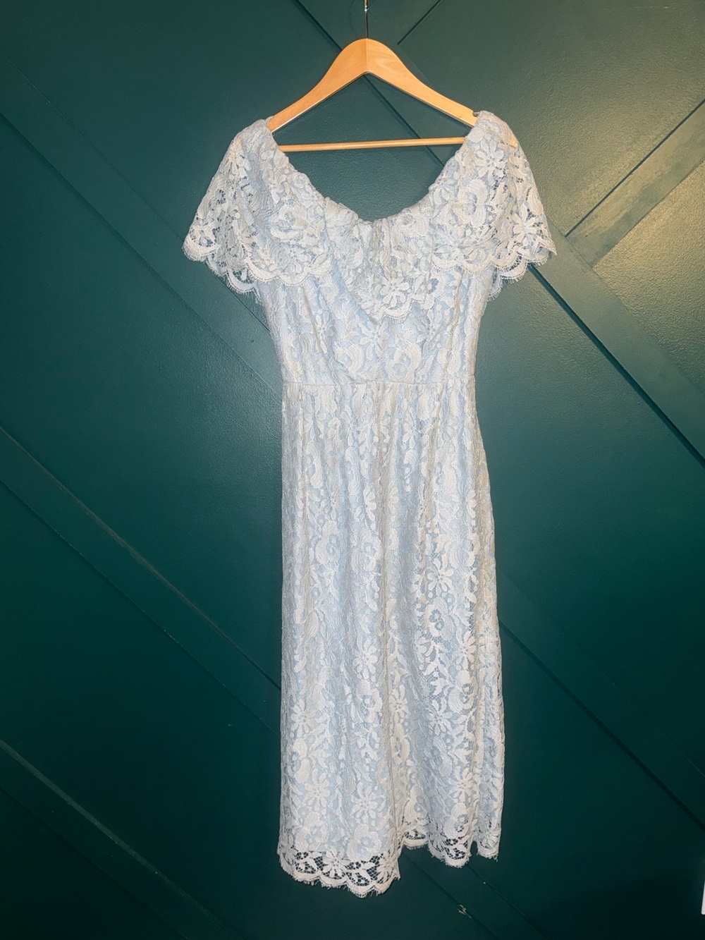Miss Elliette Vintage Cottagecore Lace Off-Shoulder Midi Dress Romantic Boho